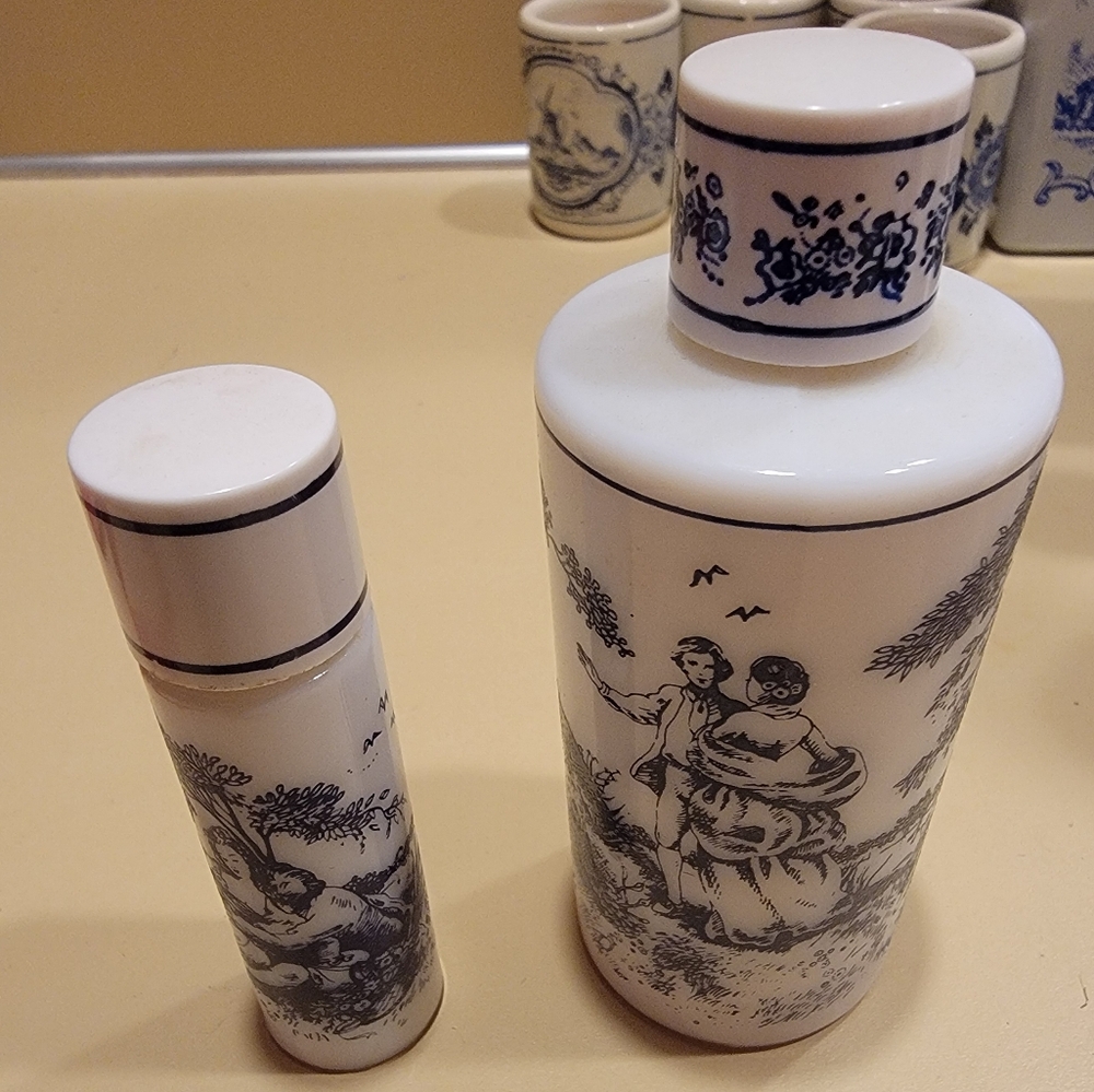 2-Vintage perfume empty bottles. Reverie hand painted
